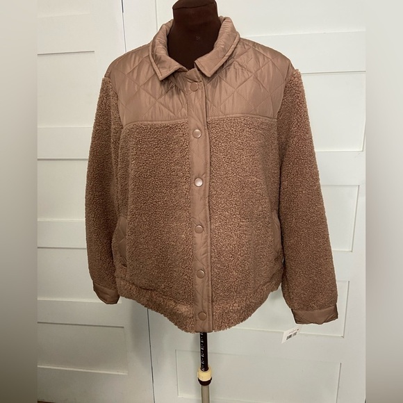 - Falls Creek Quilted Sherpa Jacket Brown 2XL NWT - Picture 1 of 11